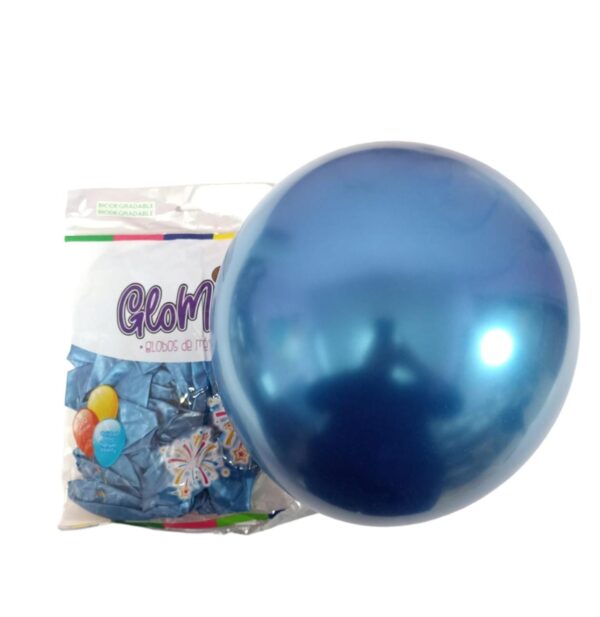 Bolsa de 50 globos de 12" Azul Chrome